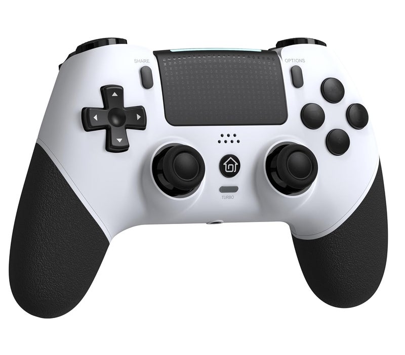GAMFAMI Wireless Controller with Hall Joystick for PS4/Pro,Slim - with Built-in Speakers/Turbo/Buttons Programming, 1000mAh Battery (White Black) - Image 1
